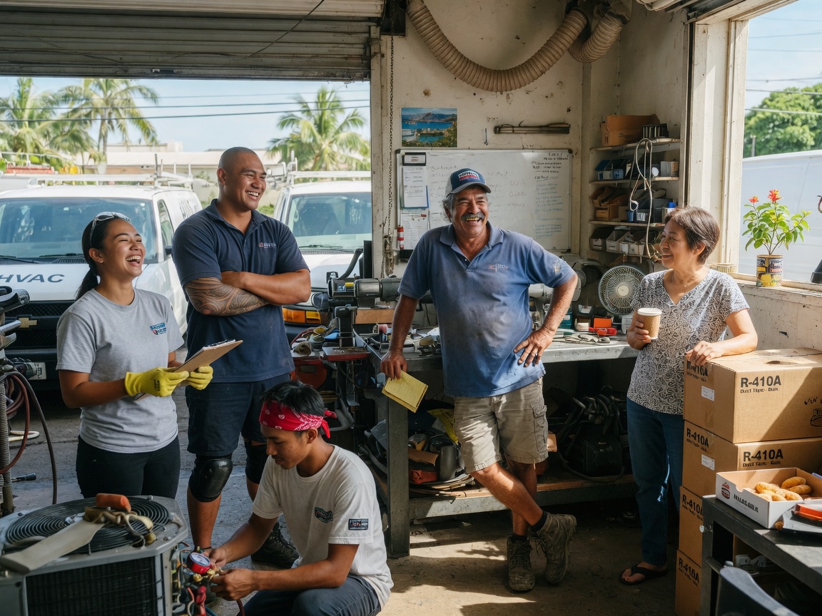 The Honolulu Central AC Repair team at work in Honolulu